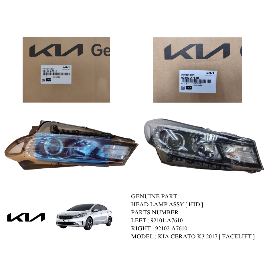 HEAD LAMP LEFT / RIGHT GENUINE PART (ORIGINAL) [ L : 92101-A7610 / R ...
