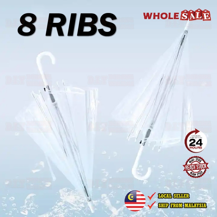 thumbnail image 2 of Clear Bubble Umbrella - Automatic Open Transparent Canopy With Crook Handle For Adults 2 of 13