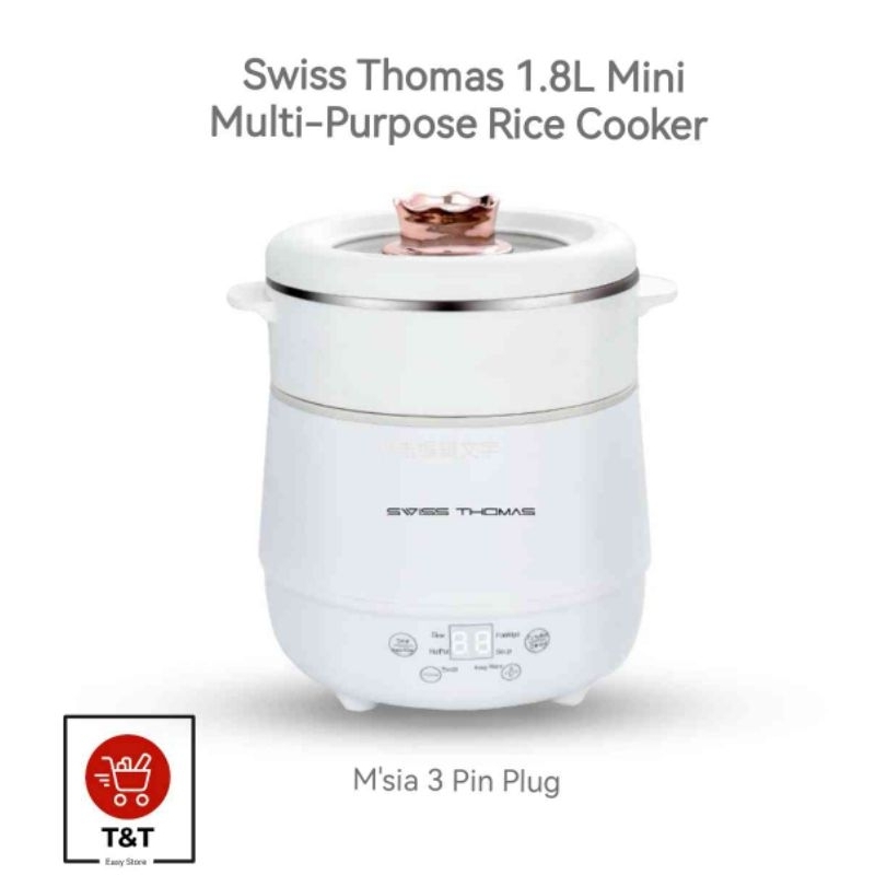 Swiss Thomas 1.8L Mini MultiPurpose Rice Cooker White Shopee Malaysia