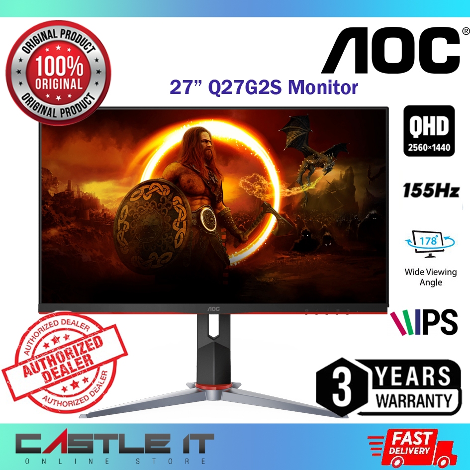 AOC Q27G2S 27" IPS QHD 2560x1440 155HZ 1MS HD MI DP Gsync Gaming ...