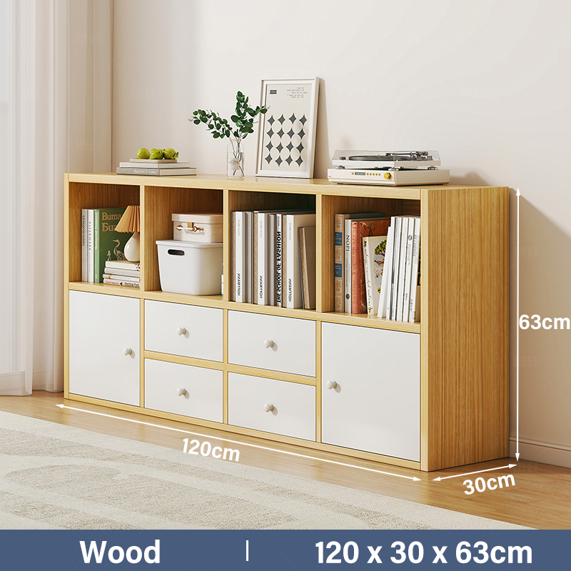 Multipurpose Grid Rack DIY Bookshelf Wooden Book Storage Bookcase ...