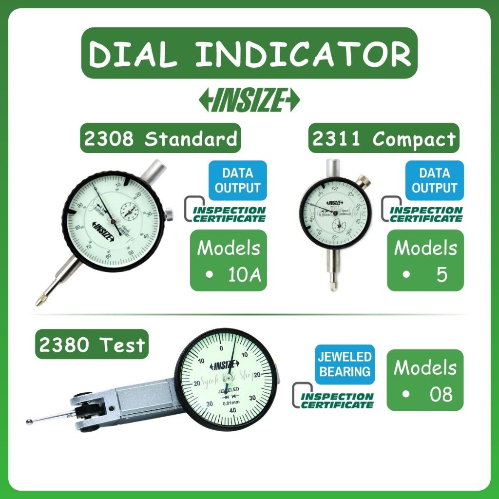 INSIZE Standard / Compact / Test Dial Indicator (230810A / 23115 /