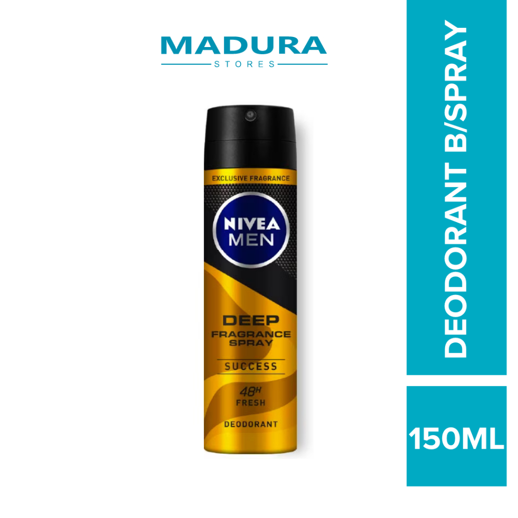 Nivea Men Deep Fragrance Success Deodorant Body Spray 150mL | Shopee ...