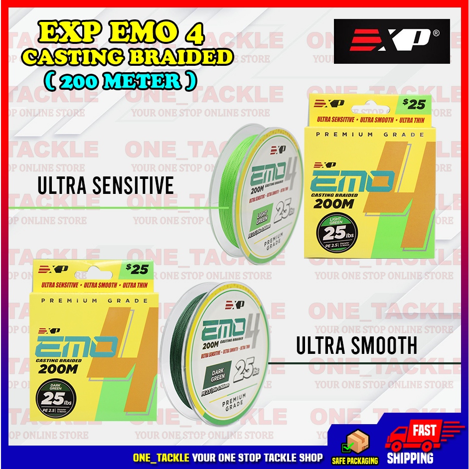 EXP Emo 4X 200M Casting Braided Fishing Line Braid PE X4