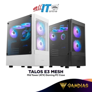 GAMDIAS Talos E3 MESH Tempered Glass Mid Tower (ATX) Gaming PC Casing | Included 3x 120mm ARGB Case Fans