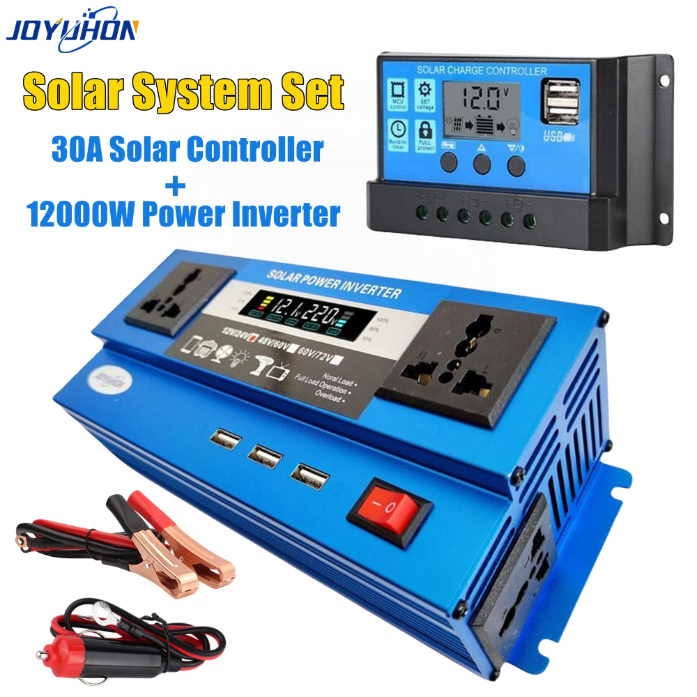 JOYUHON Solar Inverter Set DC12V/24V TO AC220V 12000W Car Power ...