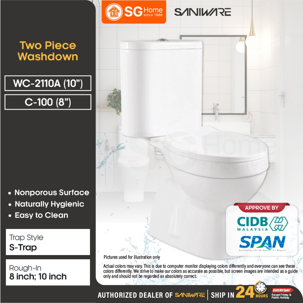 SANIWARE WC2110A / Zella C100 Two Piece Toilet Washdown Water Closet