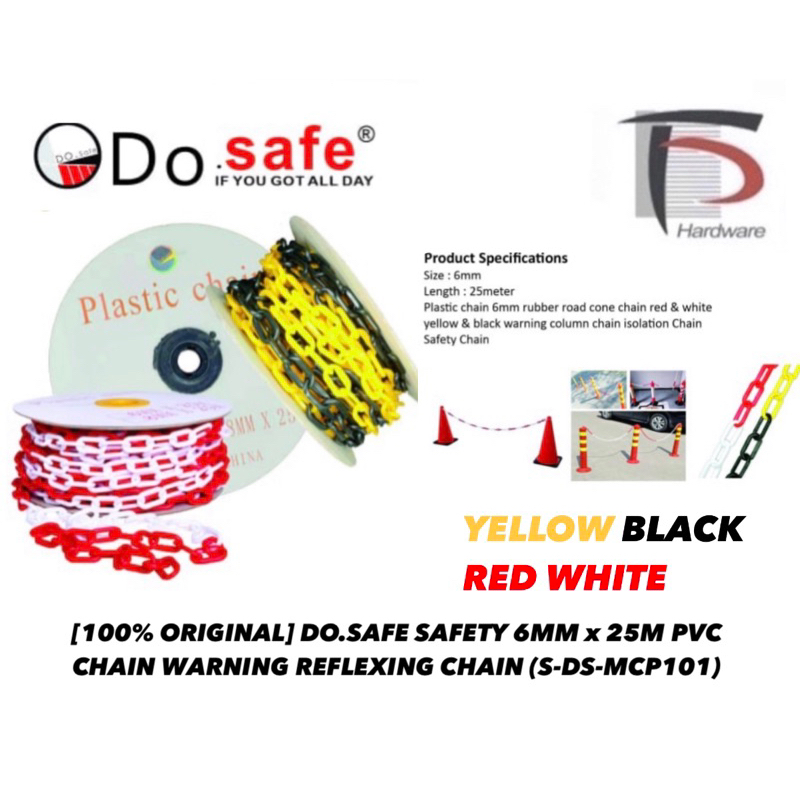 [100% ORIGINAL] DO.SAFE SAFETY 6MM x 25M PVC CHAIN WARNING REFLEXING ...