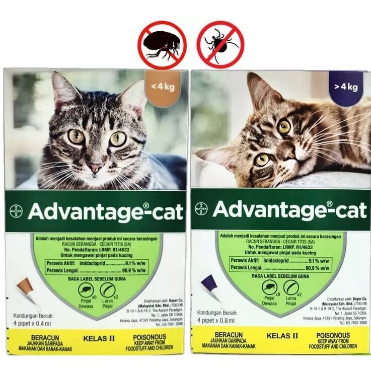 Bayer Advantage Cat Spot On Flea Treatment / Ubat Kutu Kucing S/M