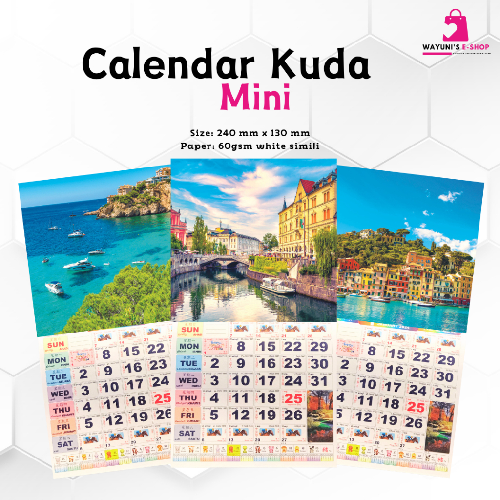 2024 Racing Horse Mini Small Wall Calendar Kalendar Kuda | Shopee Malaysia