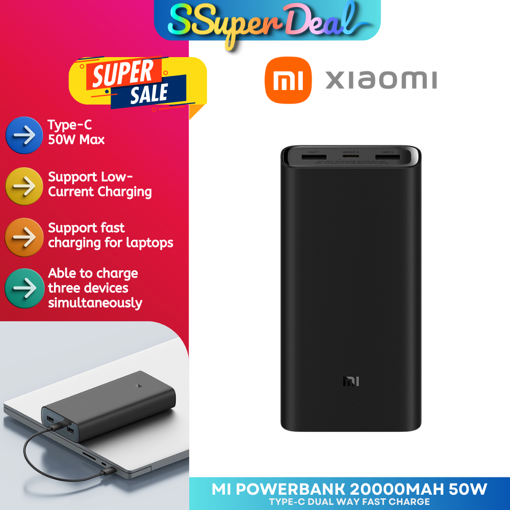 Xiaomi Mi 50W 20000mAh Power Bank 3 Power Bank External Battery Charger 50W  MAX flash charge, three-port output