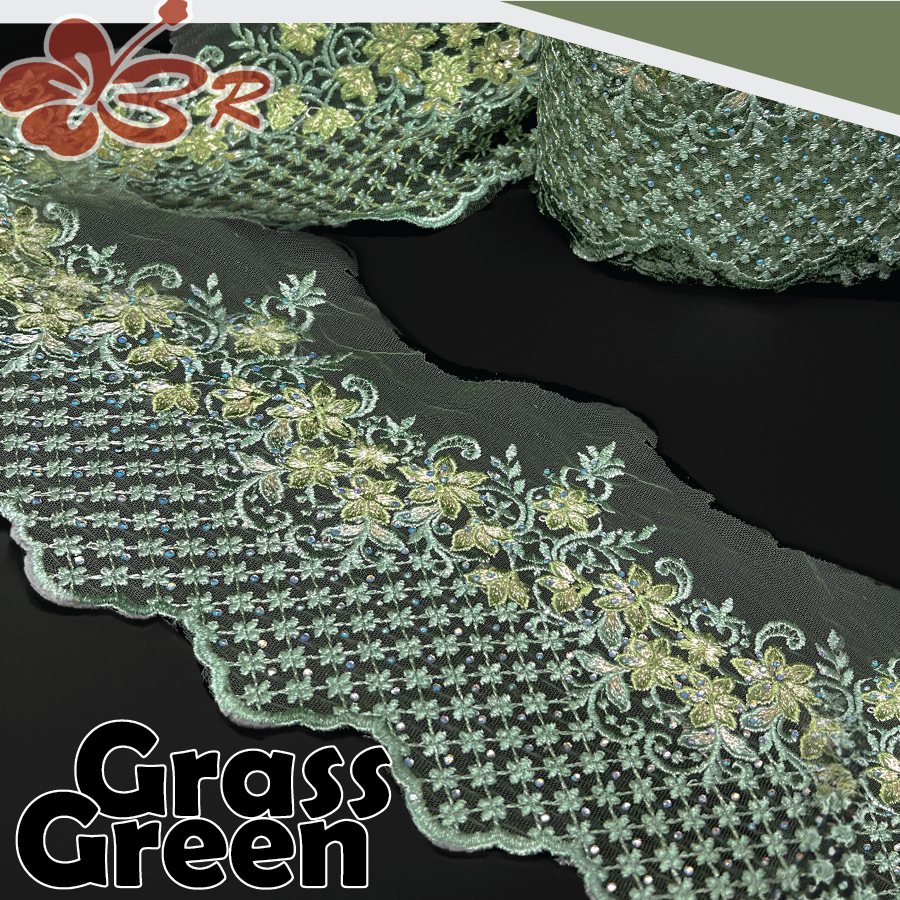 Renda Border Lace Batu Kilat / Kain Renda Corak Bunga Mewah / Sesuai ...
