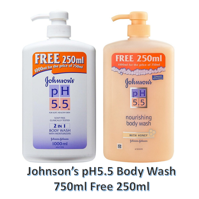 Johnson's pH5.5 Body Wash 750ml free 250ml 2in1 / With Honey Shopee