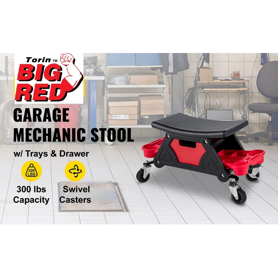 thumbnail image 2 of BIG RED Torin Swivel Bar Stool | Padded Garage & Shop Seat | 28.74" Tall, 18.5" Round | Model TRP6185 2 of 6