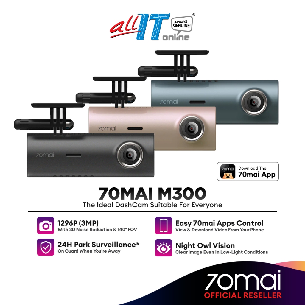 70mai M300 Car Recorder Dash Cam FHD+ 1296p Support Parking ...