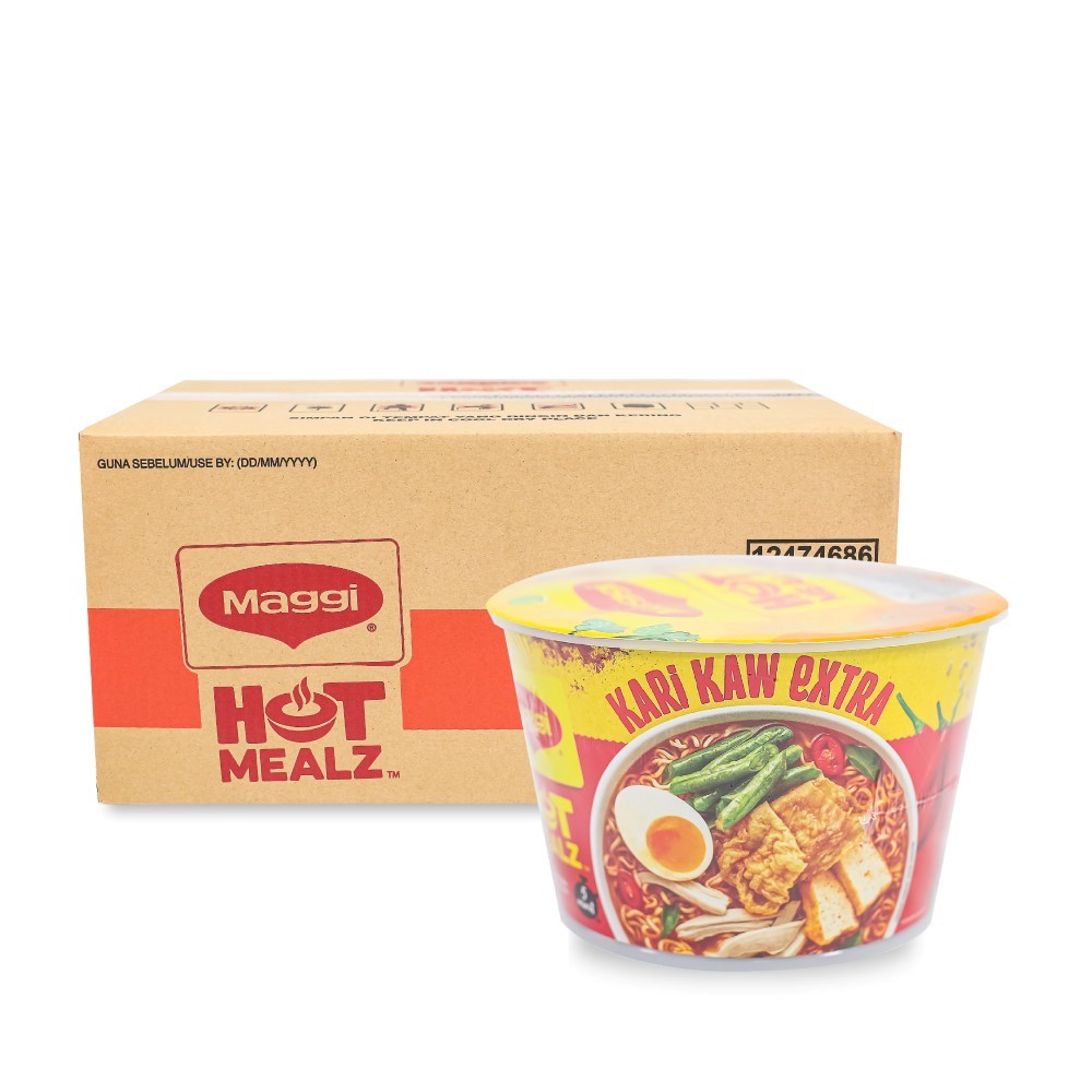 Maggi Hot Mealz Kari Kaw Extra - 1 Carton (12 X 95g) 