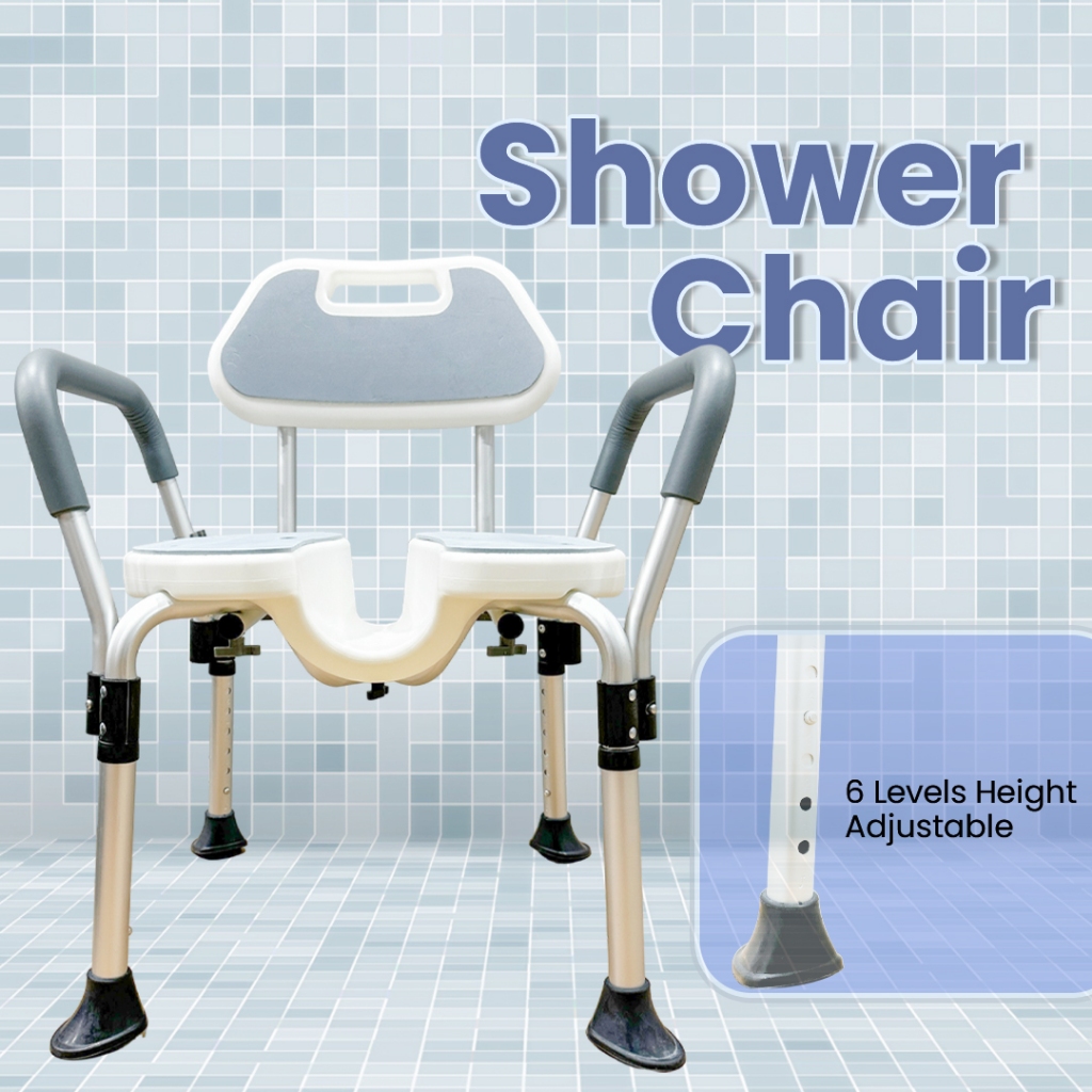 Waterproof Shower Chair, Stability &amp; Comfort, 100KG Capacity, Non-Slip ...