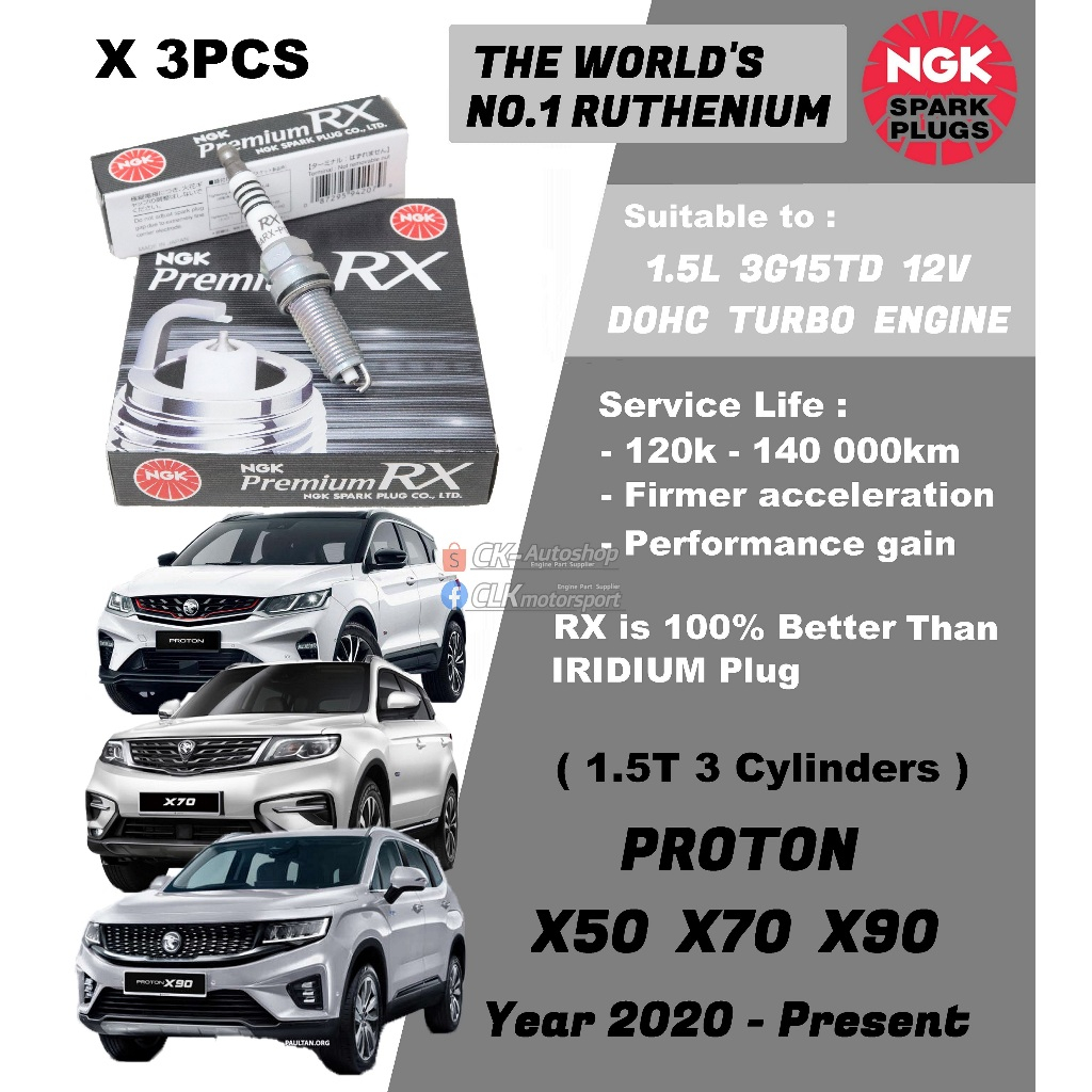 Japan NGK Premium RX Spark Plug Proton X50 X70 X90 Hybrid 48V 1.5T 3G15TD Turbo DOHC 12V