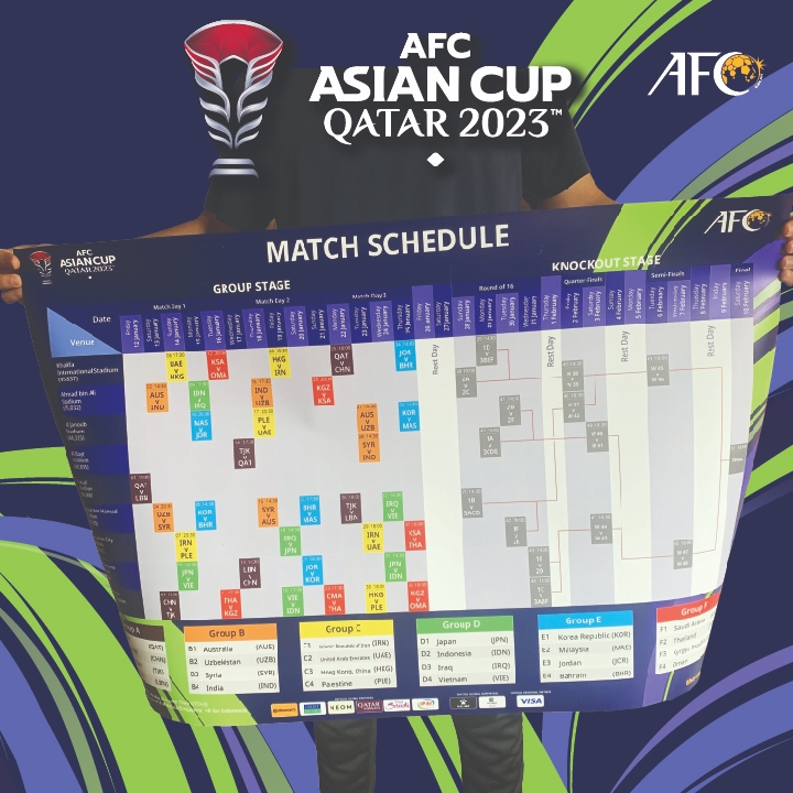 Poster Jadual Perlawanan Bola Piala Asia 2023 ASIAN CUP QATAR Official ...