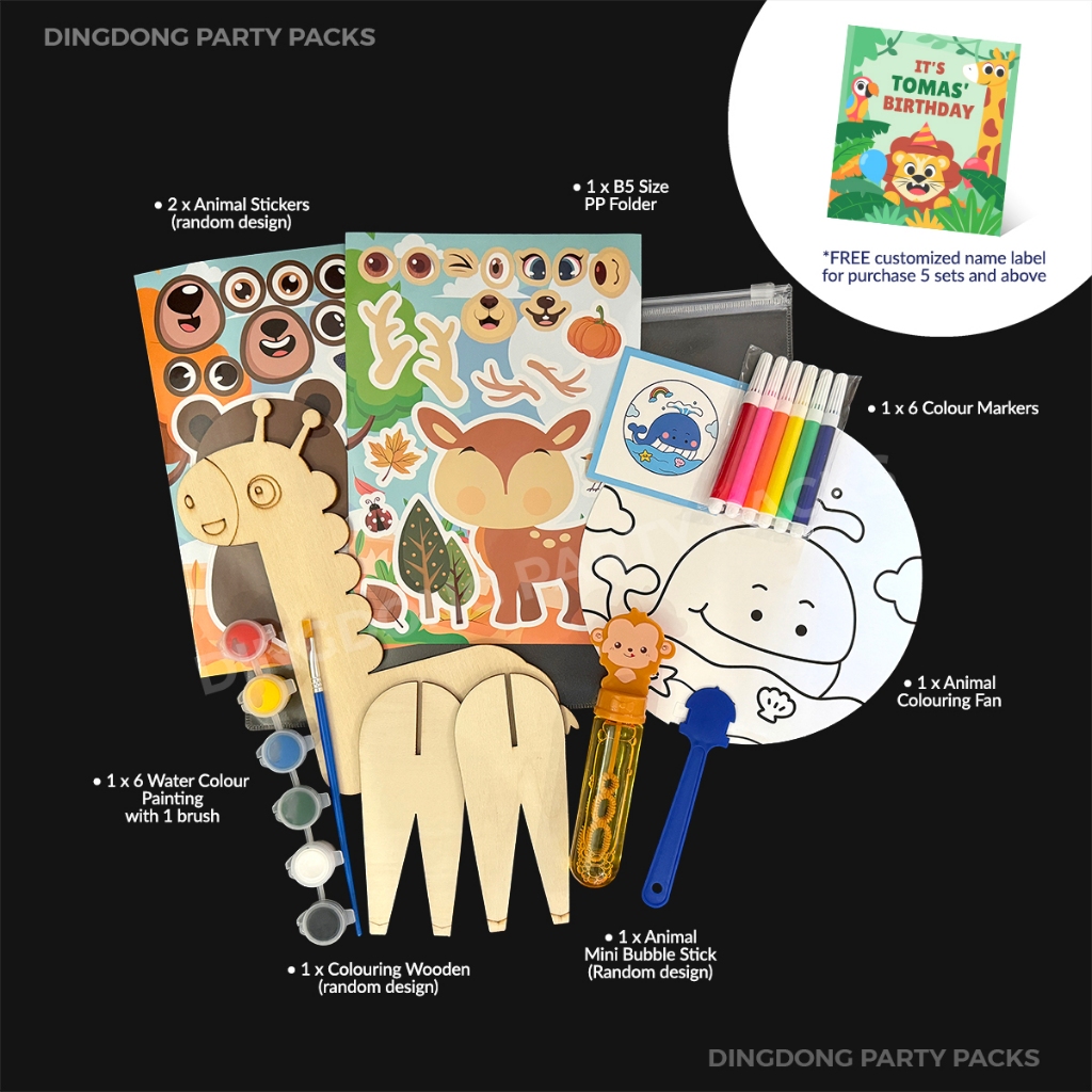 Wooden Animal Coloring Set - Birthday Party Pack / Goodie Bag / Gift ...
