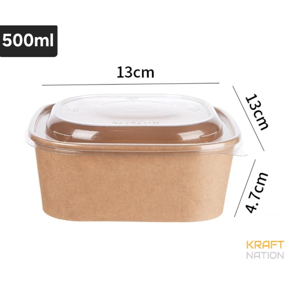 [Premium] Disposable Kraft Brown Paper Square Bowl Fruit Salad Bowl ...