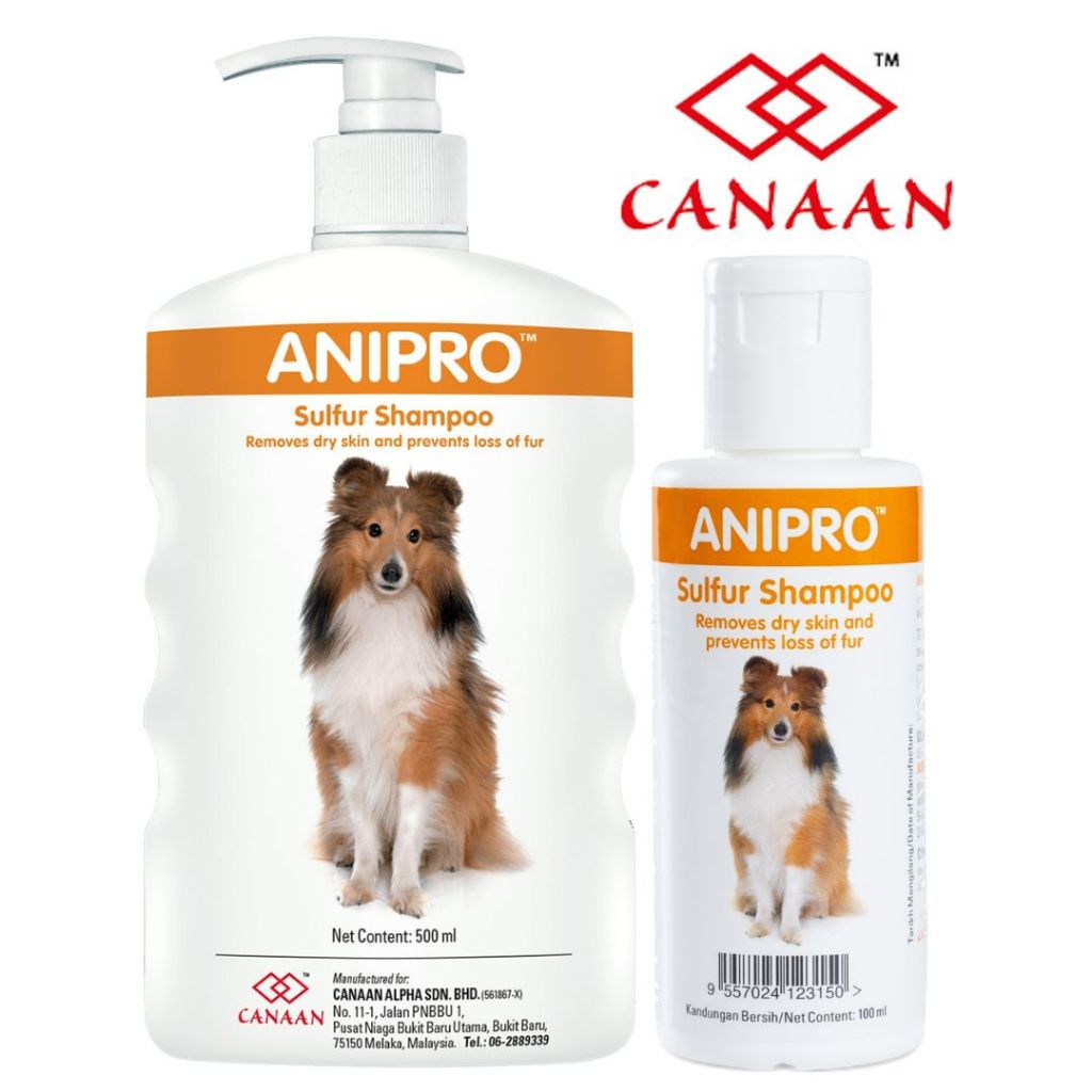 CANAAN ANIPRO Sulphur Shampoo for Dogs Dandruff (500ml/100ml) Shopee