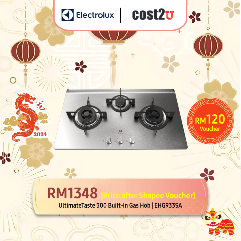 Electrolux 86cm UltimateTaste 300 Stainless Steel BuiltIn Gas Hob EHG933SA (Gas Cooker Gas