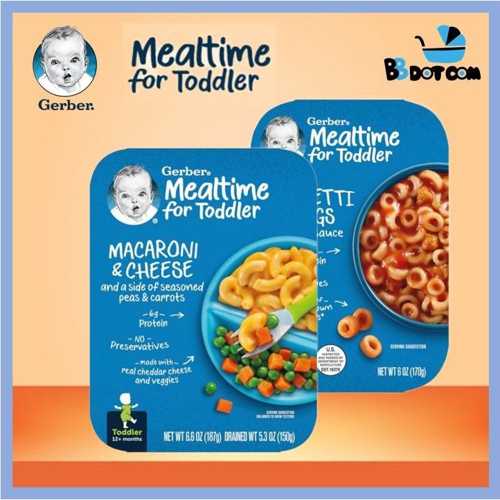 Gerber Mealtime For Toddler Macaroni & Cheese / Spaghetti Rings in Meat ...