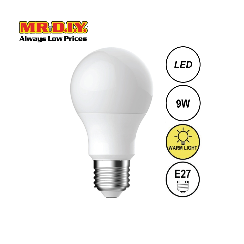 (MR.DIY) LED Brilliant Round Shape Bulb Warm White 9W | Shopee Malaysia