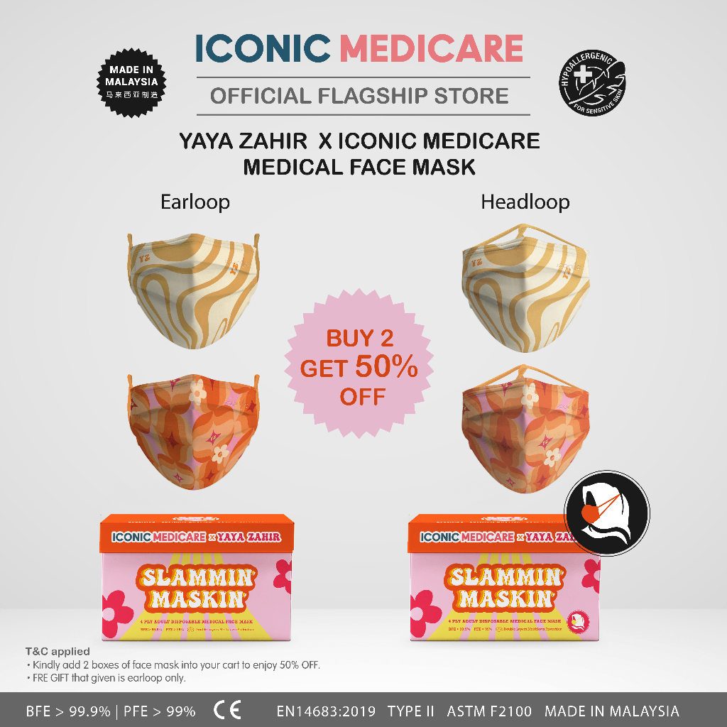 Yaya Zahir x Iconic Medicare Slammin' Maskin' 4 Ply Medical Face Mask