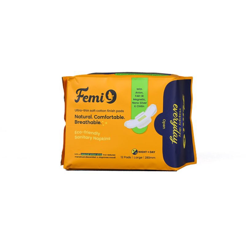 FEMI9 Sanitary Pads 28CM (12 Pads) | Anion Pads | Antibacterial ...
