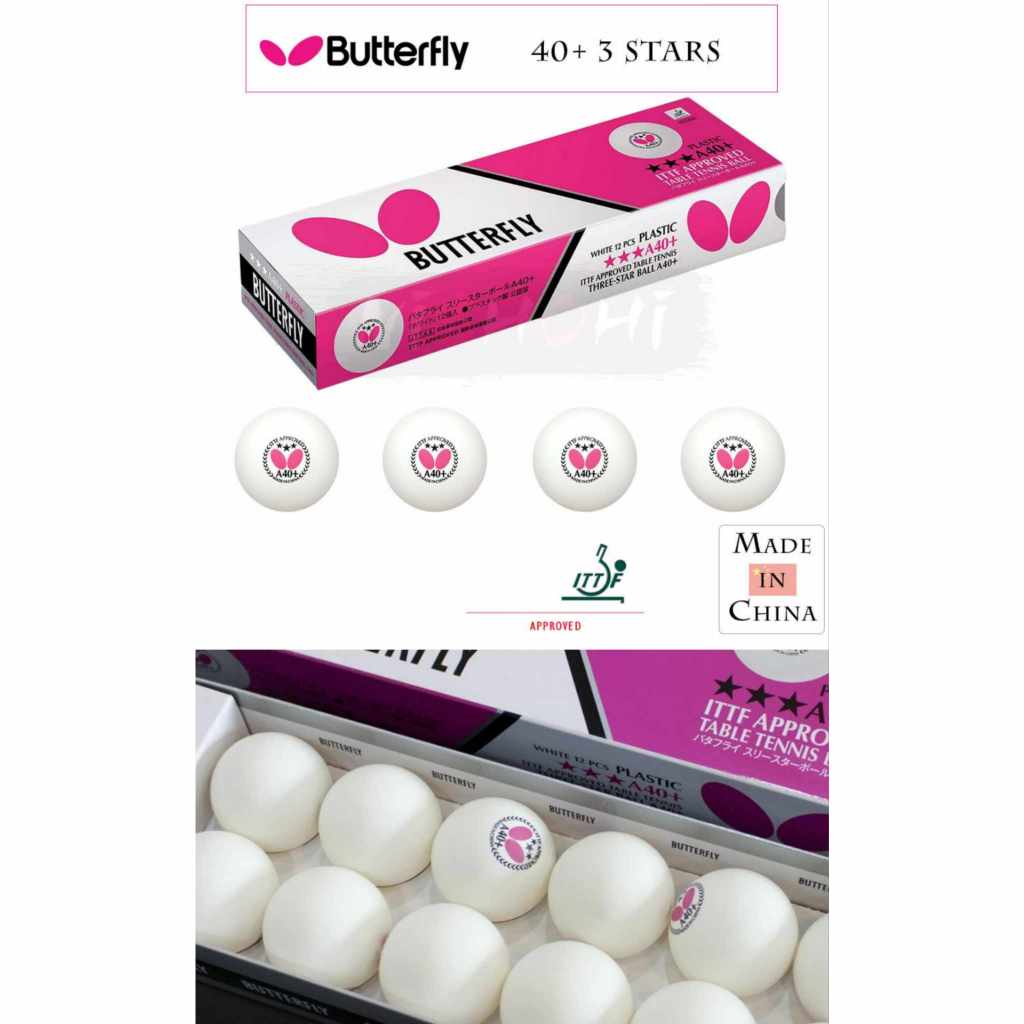 Butterfly A40+ 3 Stars (12PCS/1BOX) ITTF Approved Table Tennis Ball