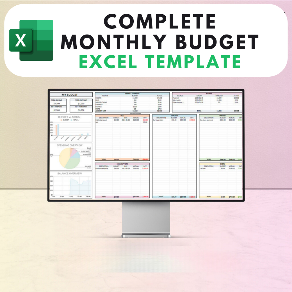 🔥INSTANT🔥 Complete Monthly Budget Excel Template Automated Calculation ...