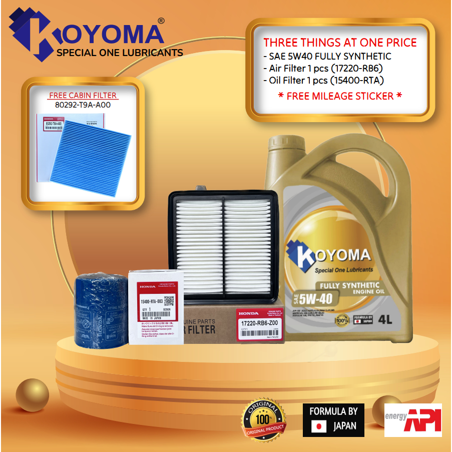 HONDA CITY TMO 2009y 2013y AIR FILTE + OIL FILTER + KOYOMA 5W40 FULLY