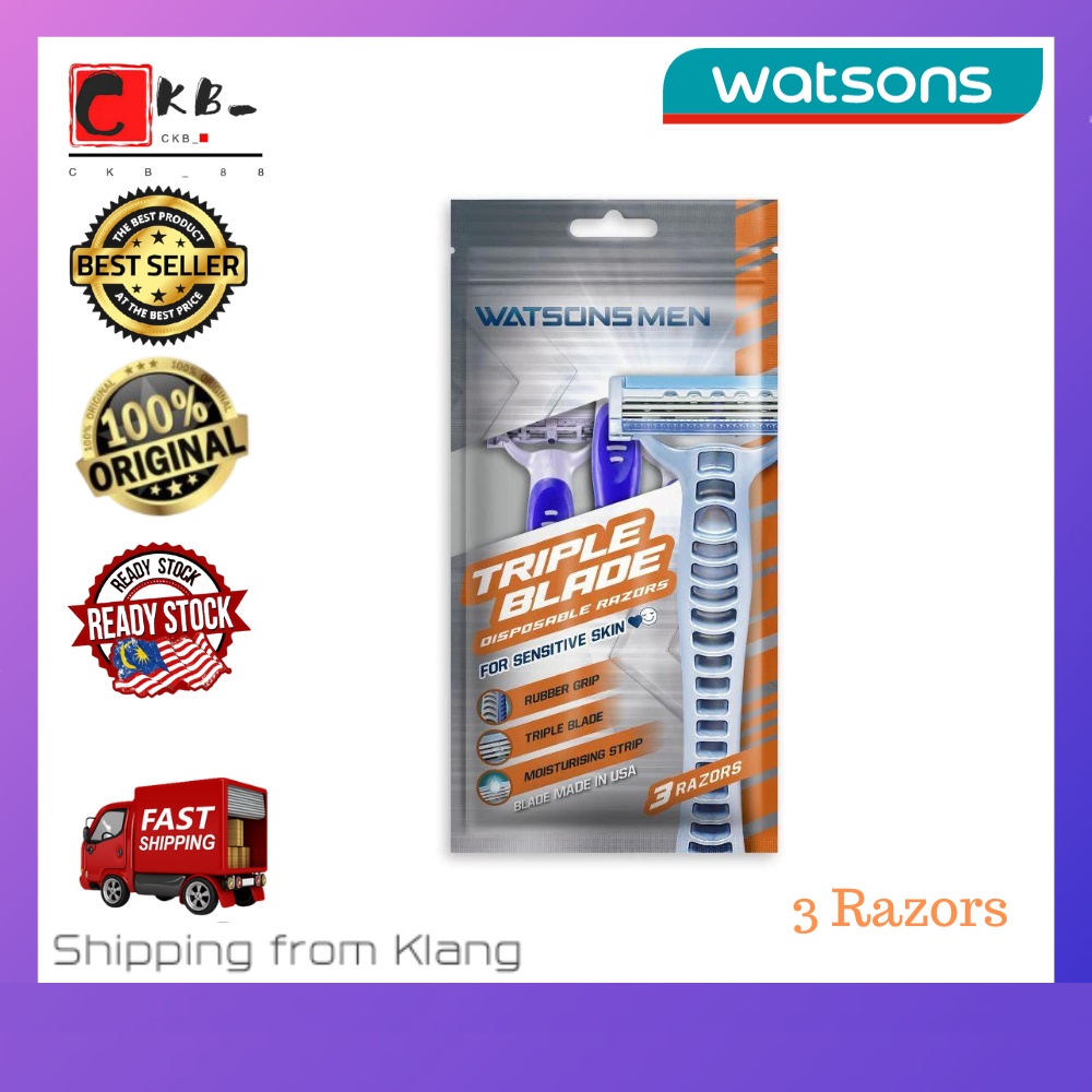 🔥Ready Stock🔥WATSONS Men Triple Blade Disposable Razors 3'S / Watson ...