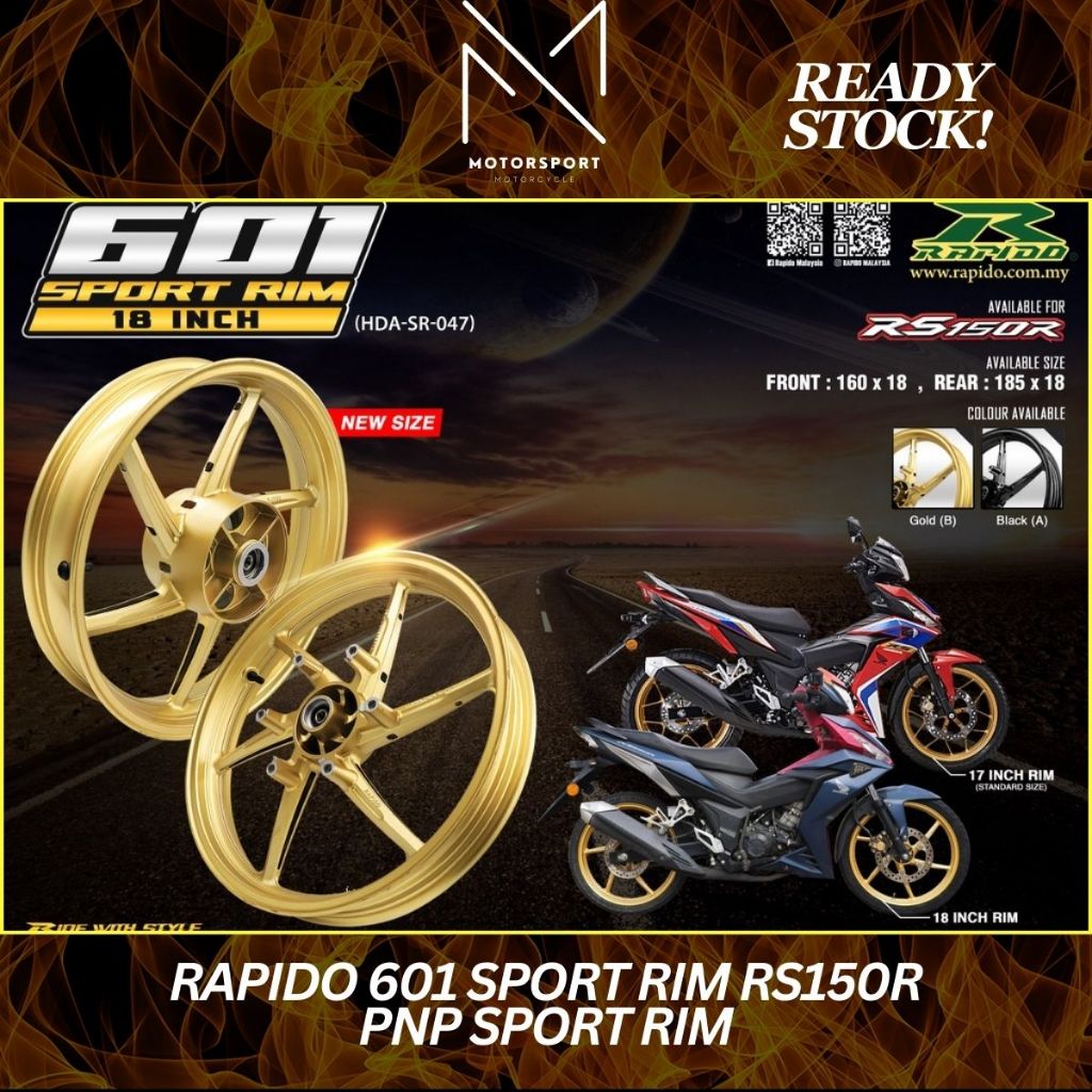 RAPIDO 601 SPORT RIM 18 INCHI RS150R/RS150 PNP SPORT RIM | Shopee Malaysia