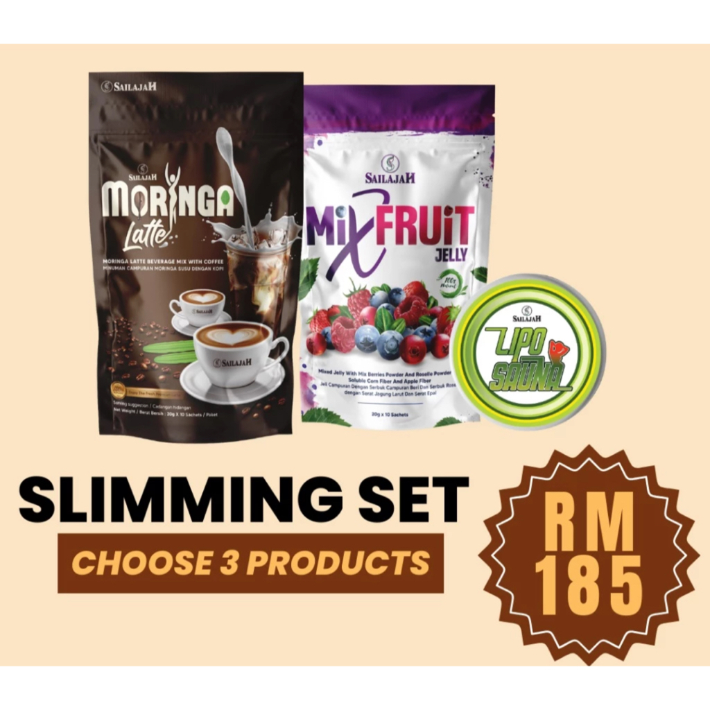 Sailajah Moringa Latte + Mix Fruit Detox Jelly + Lipo Sauna + Free gift
