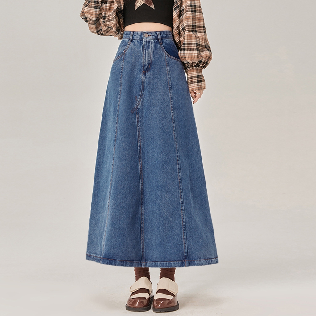 Mid length outlet denim skirts youth