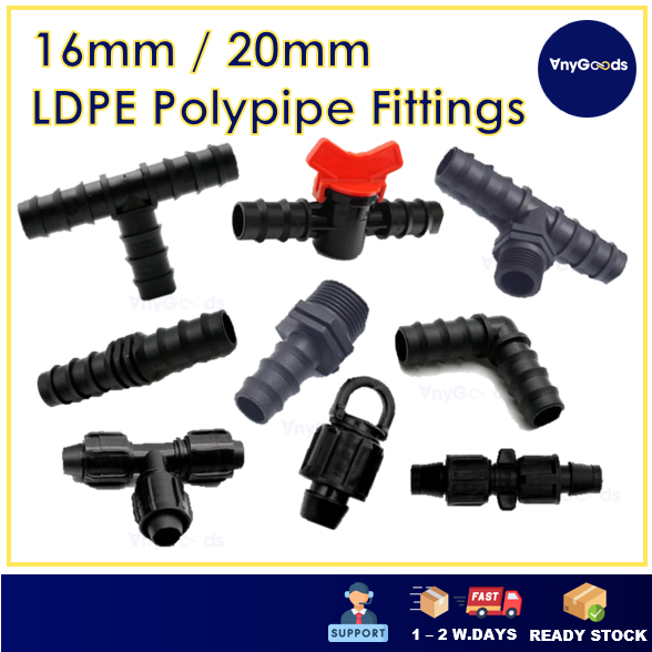 [1pcs] AnyGoods LDPE 16mm / 20mm Irrigation Polypipe Fittings ...