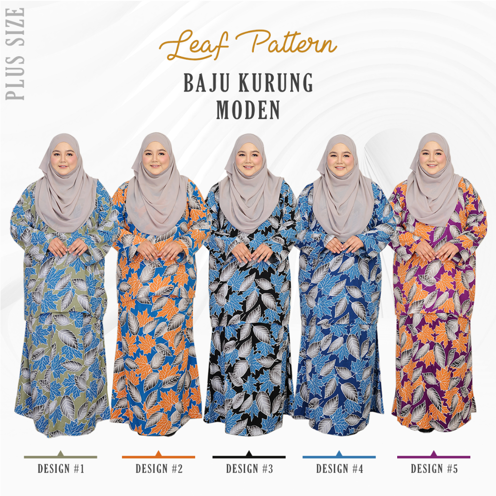 *Raya Arrival* Plus Size Baju Kurung Leaf Pattern (ROYAL LINEN Fabric