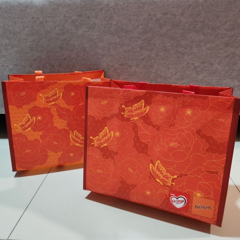 🛍 Bags suitable for gift giving chinese new year cny Omega design orange red big size Shopee