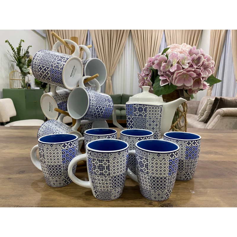 Giacomo Vintage Blue Tea Set Coffee Set Teapot Raya Kitchenware ...