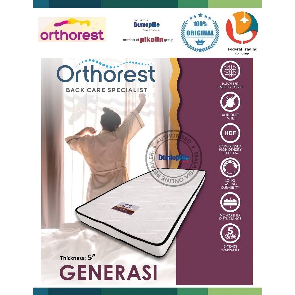 Dunlopillo Orthorest Generasi 5 inch Single Mattress Compressed High