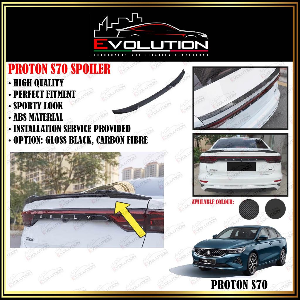 [MUSTHAVE] PROTON S70 SPOILER GLOSS BLACK CARBON FIBRE SPOILER | Shopee ...