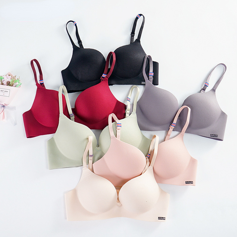 Small Chest Gathered Girl Comfort Simple Bra Seamless Wireless Bra ...