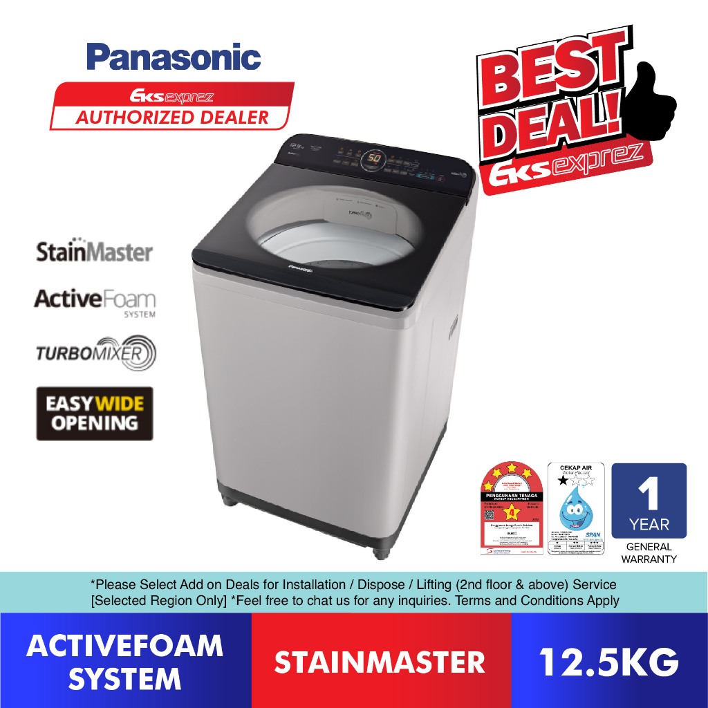 Panasonic Top Load Washing Machine 12.5kg NA-F12AR1HRT Washer for Stain ...