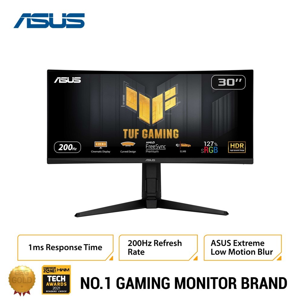TUF Gaming VG30VQL1A Curved Gaming Monitor – 29.5 inch, 21:9 Ultra-wide ...