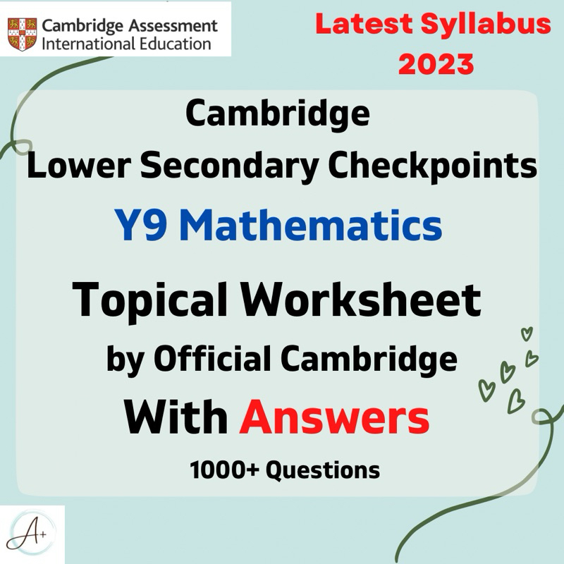  hardcopy cambridge lower secondary checkpoint y9 math topical