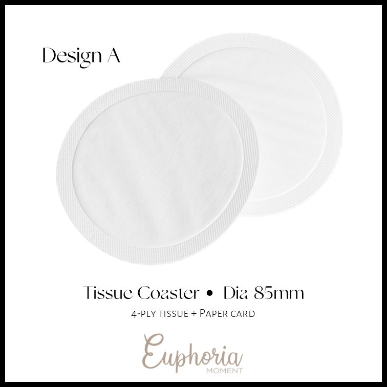 EuM 250pcs Disposable Round Paper Tissue Coaster Plain Diameter 85mm Hotel coaster Restaurant coaster