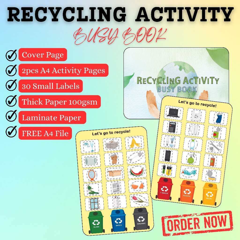  Recycling Activity Kids Busy Book Toddler Toy Educational Early